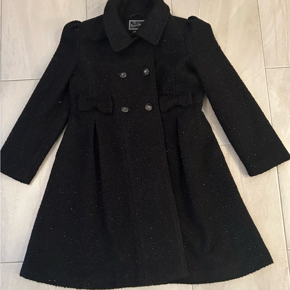 Kids Rothschild Designer Dressy Black Coat with Silver Thread and Button Accents